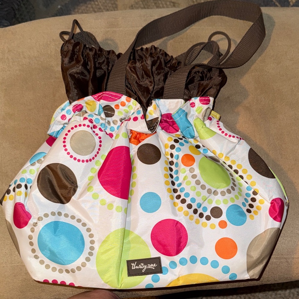 Thirty-One Cinch It Up Thermal in the "Color Dots" pattern NWOT